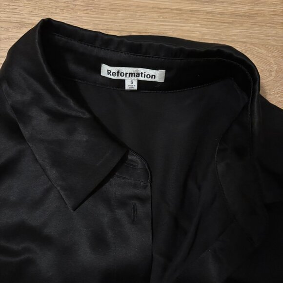 Reformation Sky Silk Button Up Top Black Size Small - Picture 3 of 3
